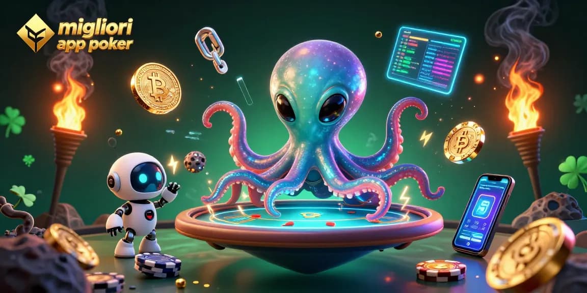 Gioca con le migliori app poker in un ambiente vivace dominato da un polipo alieno e un robottino.