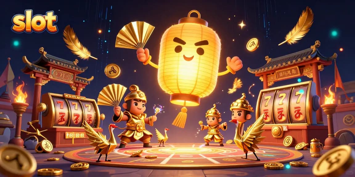 Spin winning slots with vibrant 3D characters and golden effects at a modern casino.
