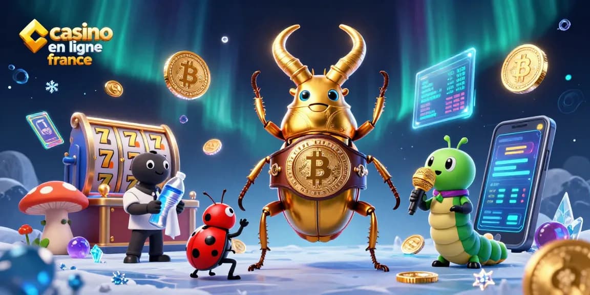 Jouez aux jeux passionnants de casino en ligne France avec un combat de coccinelles et un scarabée doré.