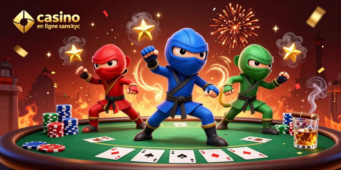 Jouer au casino en ligne sans KYC avec des caméléons ninjas animés au poker et à la fête
