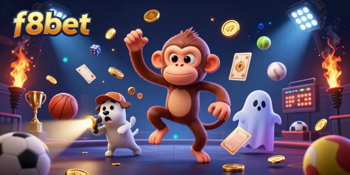 Engage with f8bet while encountering a playful poltergeist monkey juggling gold in a haunted casino.