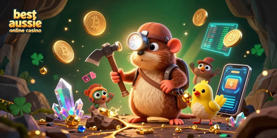 Experience the excitement of best aussie online casino with a treasure hunter mole and crypto elements.