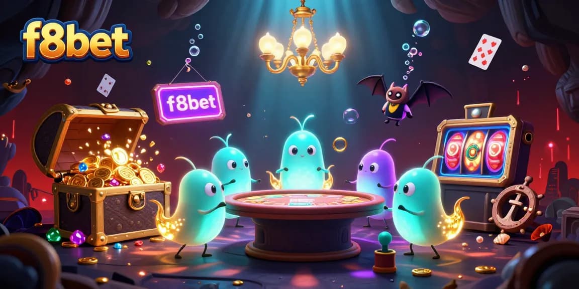 Engage with f8bet's casino excitement, featuring glowing glowworms and vibrant game elements.