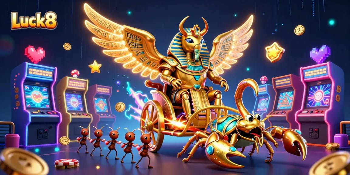 Experience thrilling gameplay at Luck8 with a lively 3D casino scene full of excitement and energy.