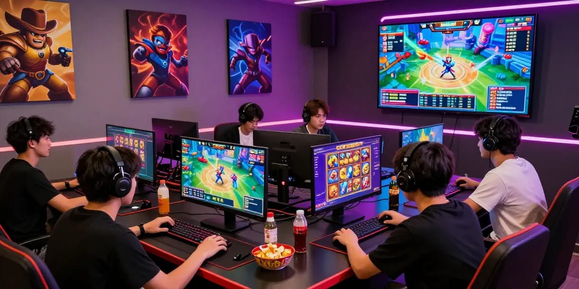 Exciting gameplay on situs slot88 platform with diverse players in a vibrant gaming setup.