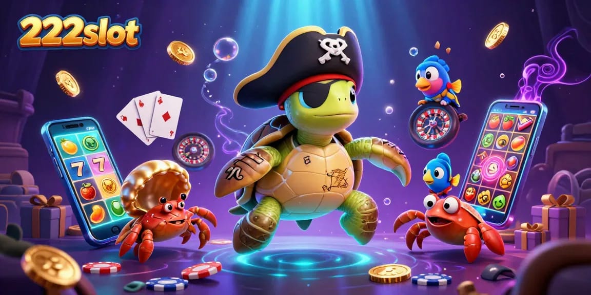 Melihat 222slot, penyu bajak laut dan kerang emas bermain slot dengan penuh keseruan.