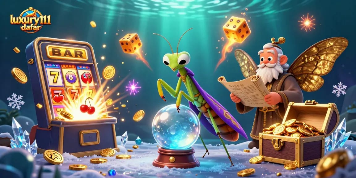 Engage with luxury111 daftar in a magical casino scene featuring a fortune teller and jackpot excitement