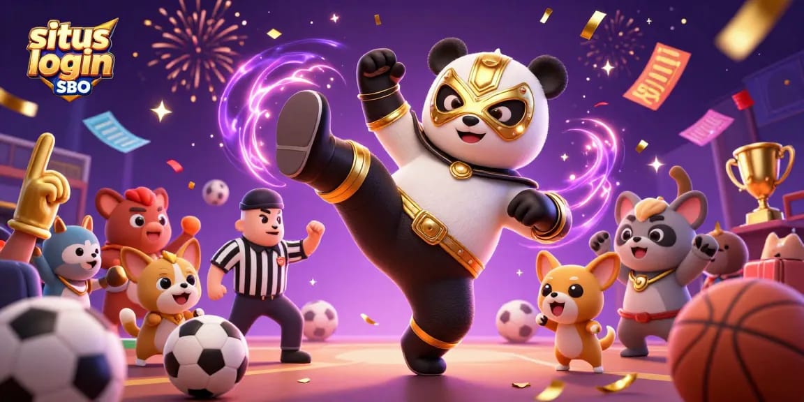 Engage with situs login SBO using dynamic sports betting elements and vibrant characters in action.