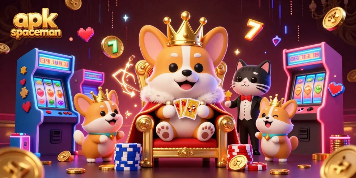 Engage with the exciting gameplay of apk spaceman as cartoon characters celebrate winning moments in a vivid casino.