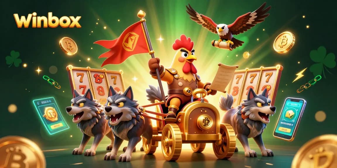 Join the excitement at winbox with a dynamic casino illustration featuring lively characters and engaging game elements.