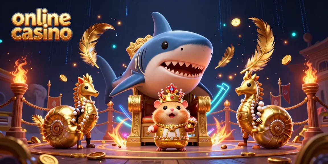 Gioca ai giochi online casino con il re hamster e guardie dei cavallucci marini in un'ambientazione ricca di dettagli.