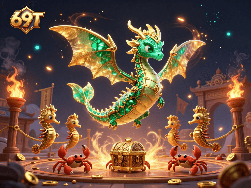 Aposte no 69T e mergulhe na emoção com dragão do mar e tesouros em um ambiente de cassino vibrante.
