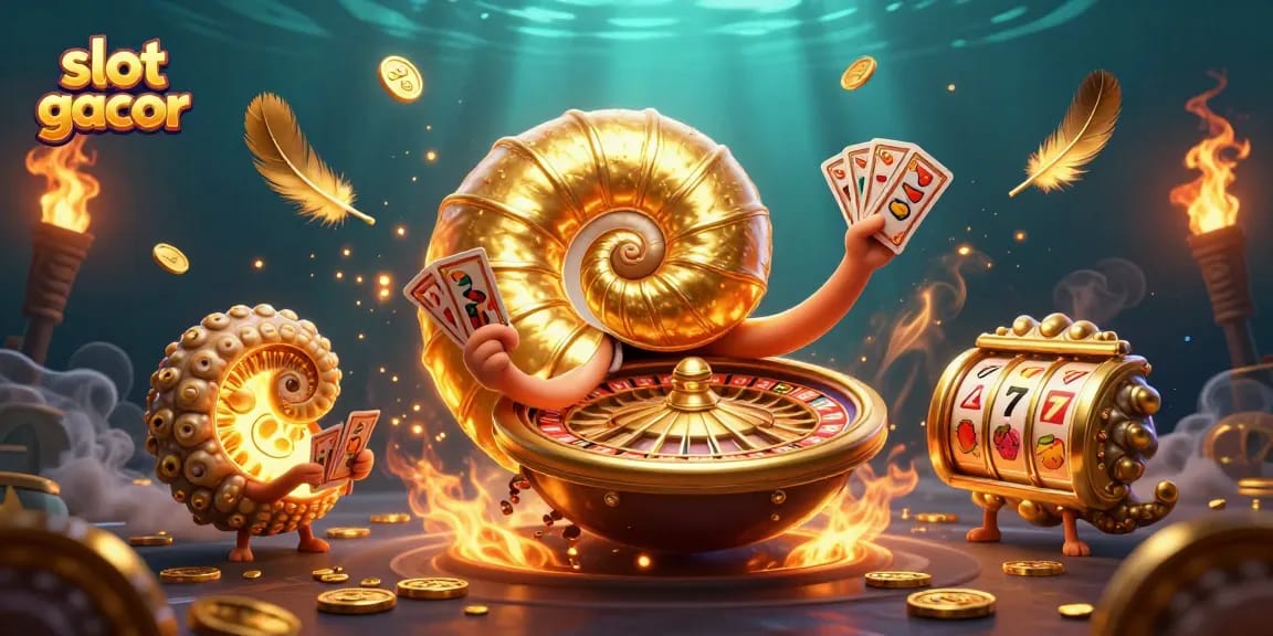 Experience the thrilling atmosphere of slot gacor with vibrant 3D characters, slot reels, and dynamic gaming elements.