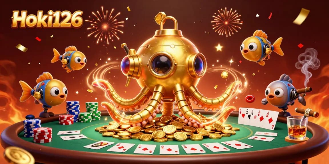 Menggoda pemain dengan Hoki126, cetak kemenangan di meja poker dengan tumpukan chip berwarna-warni.