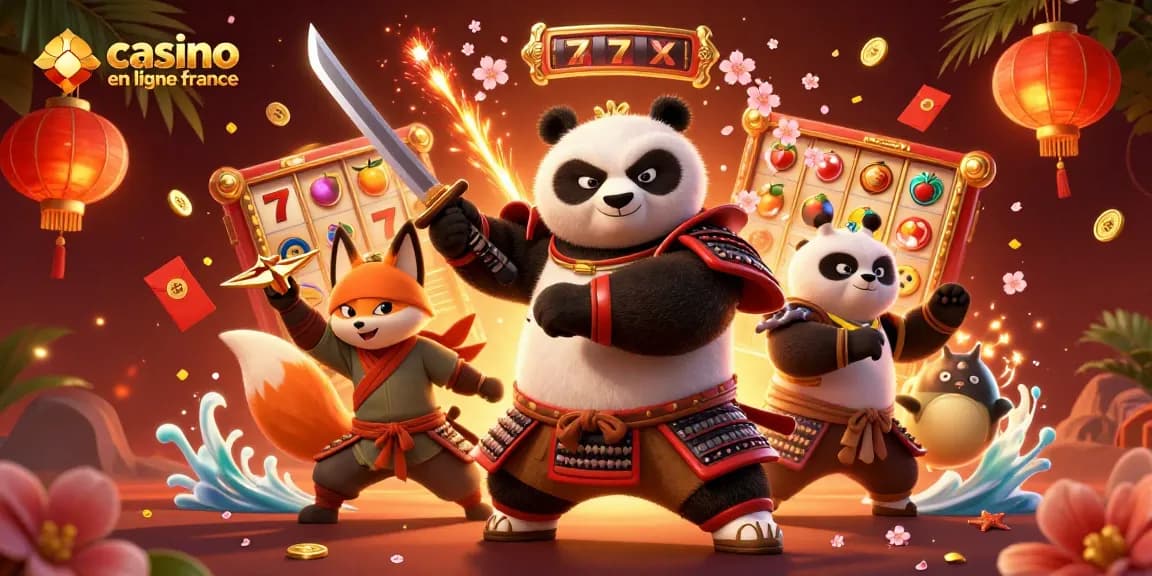Jouez avec le samouraï panda dans un casino en ligne France rempli d'éléments captivants.