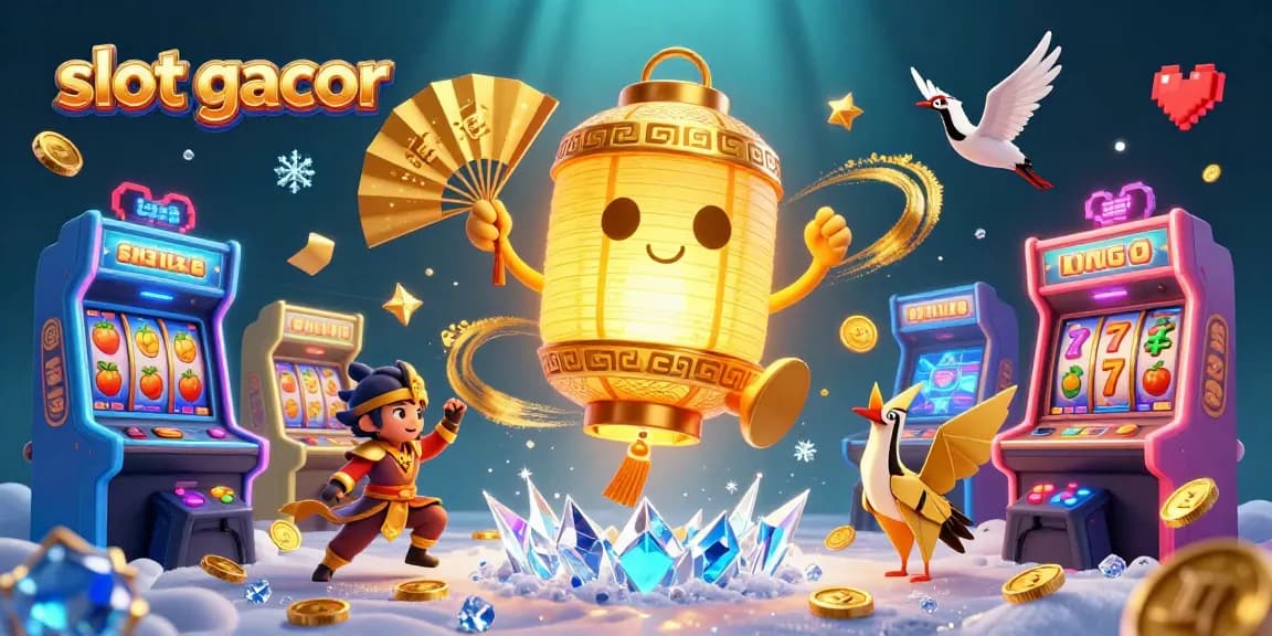 Spin the reels and win big with slot gacor at this lively casino illustration filled with vibrant gaming elements.