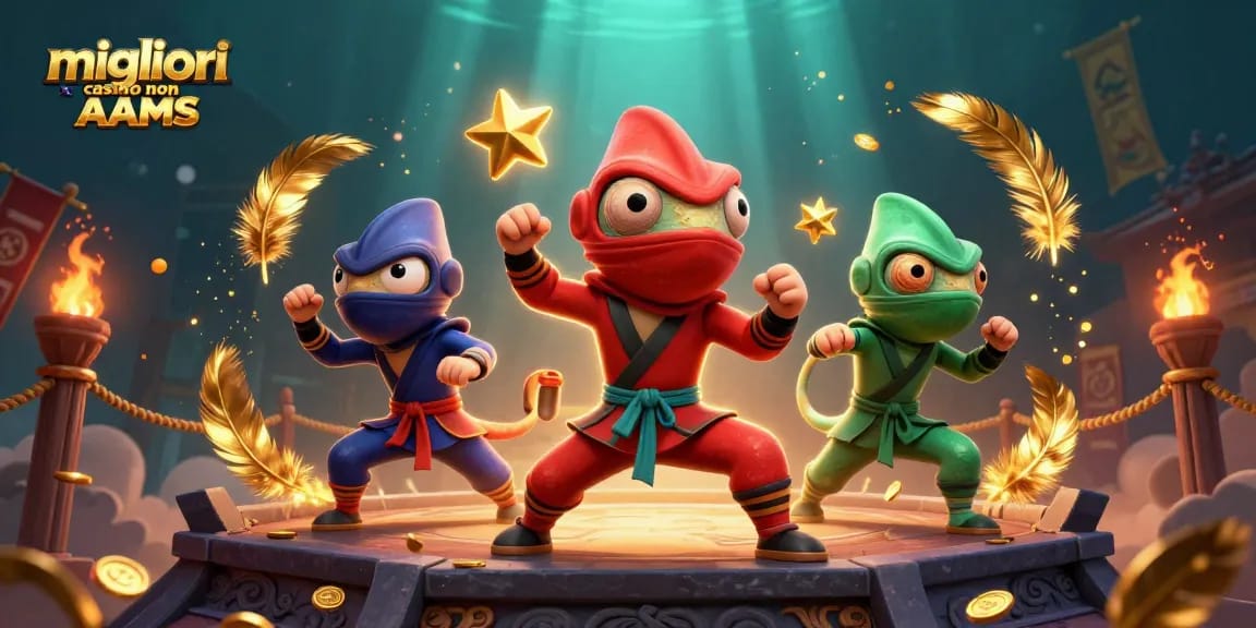 Migliori casino non AAMS - Il team Ninja chameleon mostra l'emozione del casinò con azione 3D vibrante.