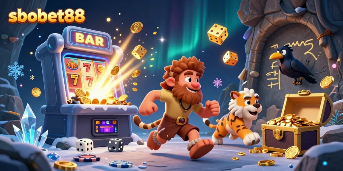 Experience sbobet88 excitement with a vibrant 3D cartoon casino scene showcasing unique characters and dynamic game elements.