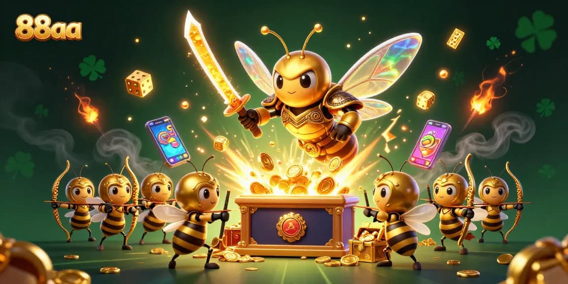 Experience thrilling gameplay with the vibrant 88aa slot machine bursting with gold and dynamic characters.