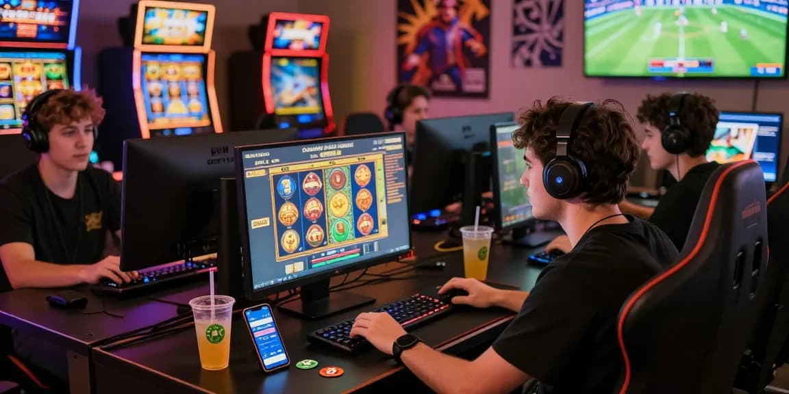Engaging online gaming experience at 鉅城, showcasing players enjoying electronic slots and sports betting in a vibrant atmosphere.