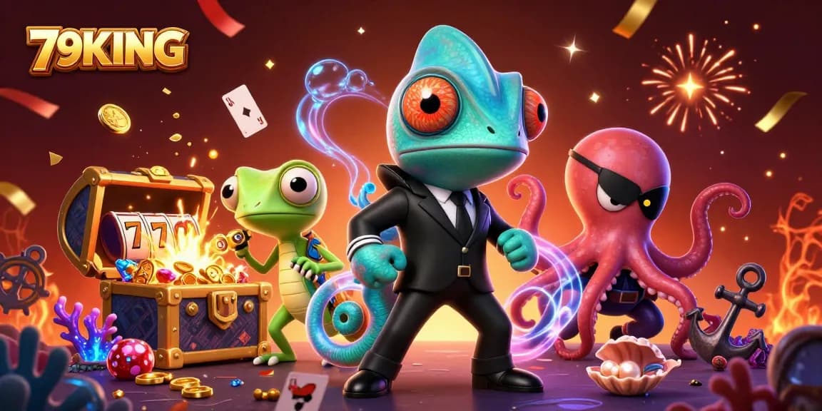 Experience thrilling adventures with 79KING as a chameleon secret agent discovers jackpot treasures.