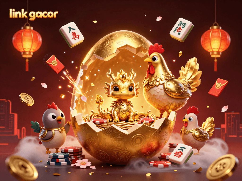 Experience link gacor with dazzling golden dragon and poker chips in an enchanting casino scene.