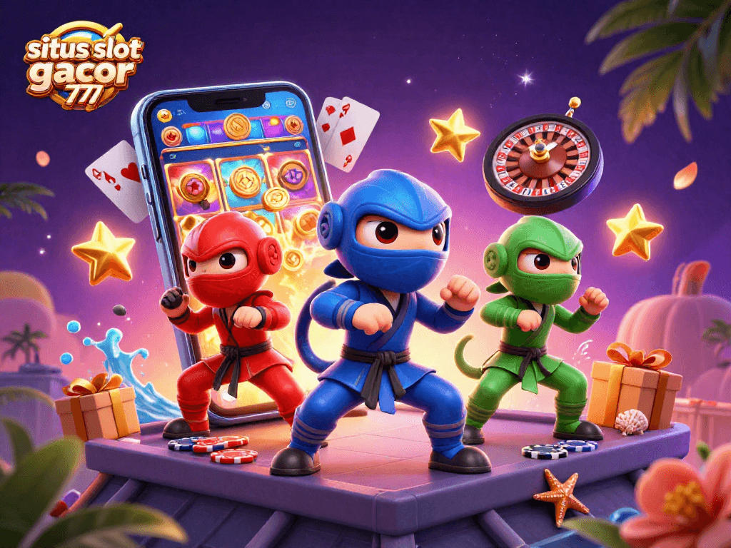 Experience the thrill of situs slot gacor 777 with dynamic scenes of chameleon ninjas and colorful slot themes.