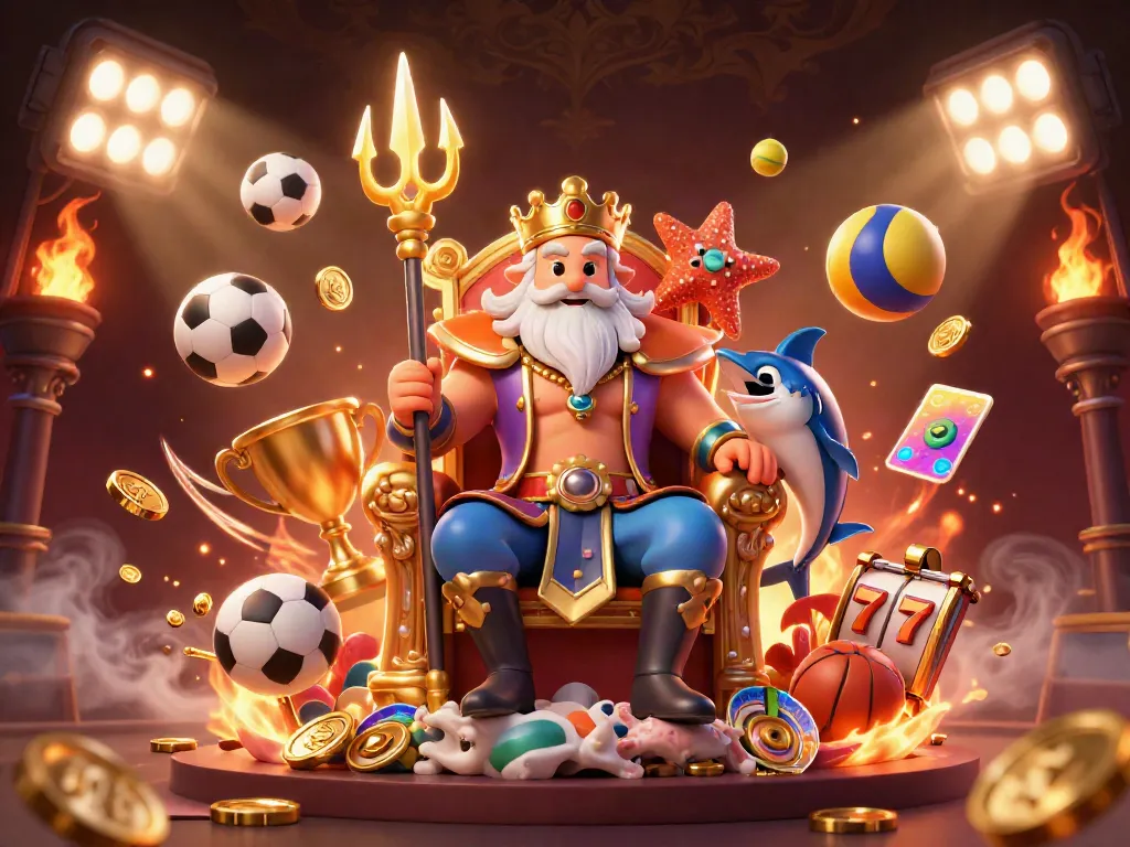 Experience H19's thrilling casino dynamics with Neptune and a samurai amidst vibrant games and sports betting.