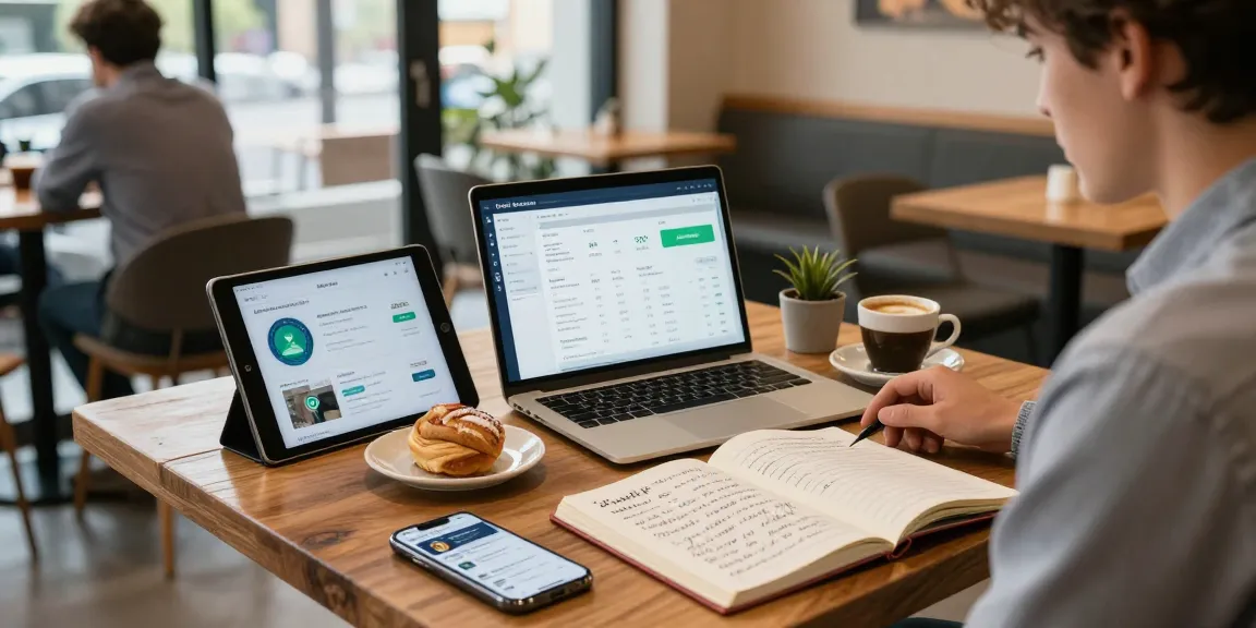 Oklo stock in focus within a cryptocurrency learning scene, featuring a DeFi dashboard and educational materials on blockchain technology.