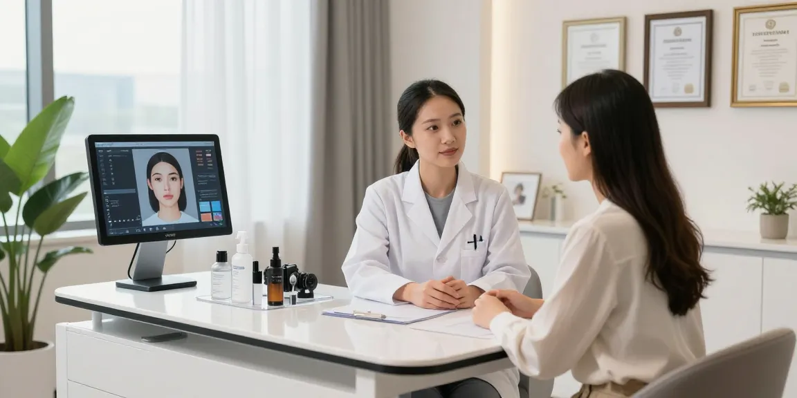 Consultation scene showcasing how ClinicEvo is a better alternative to QOVES with personalized facial analysis and expert advice.