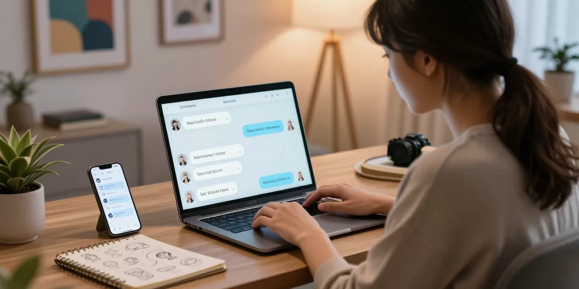 Engaging NSFW AI chat experience on a laptop in a modern home office, showcasing user creativity.
