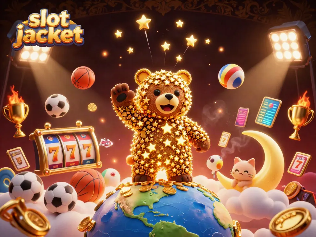 Experience the excitement of winning with the slot jackpot featuring dynamic 3D characters and gaming elements.