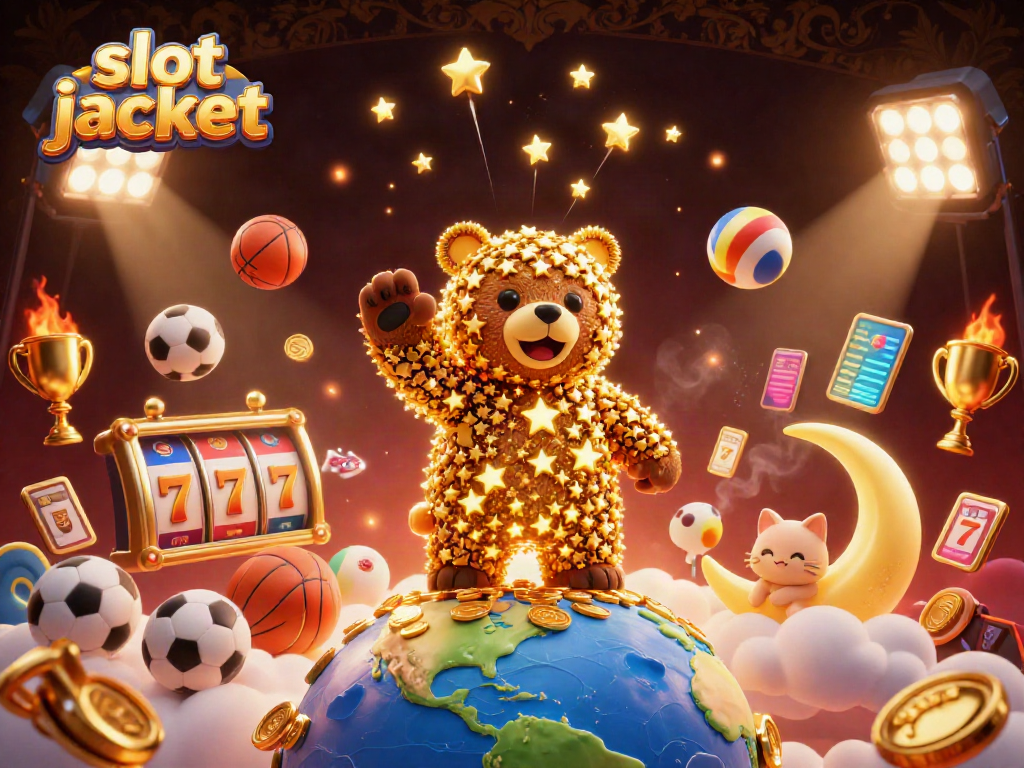 Experience the excitement of winning with the slot jackpot featuring dynamic 3D characters and gaming elements.