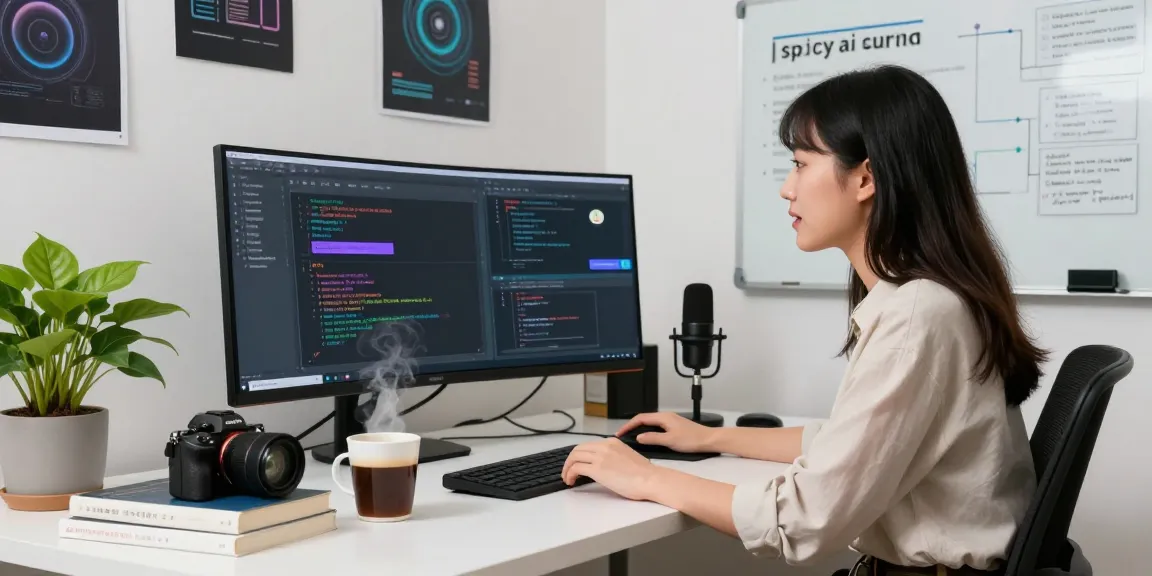 AI enthusiast engaging with spicy ai chatbot in a modern workspace.