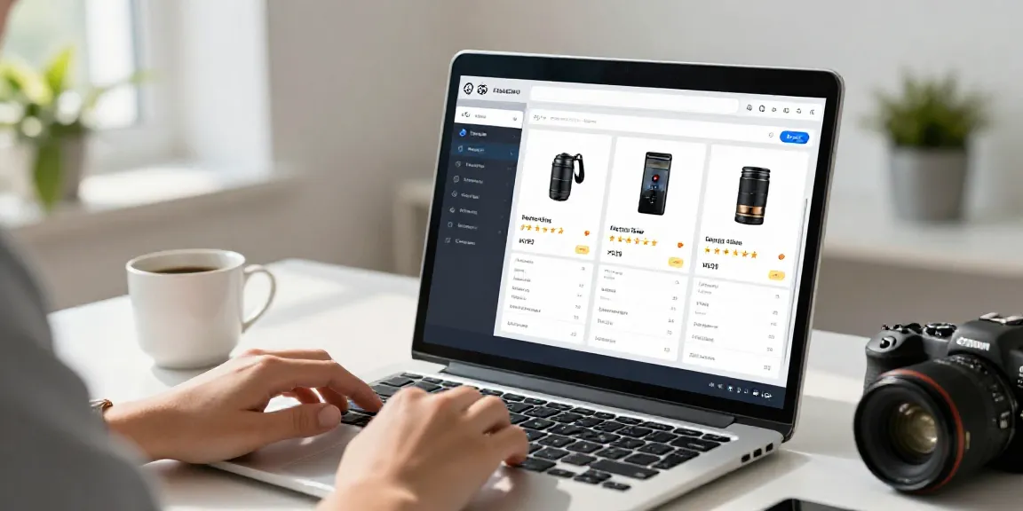 Engaging workspace showcasing AI generated product comparison content on a laptop.