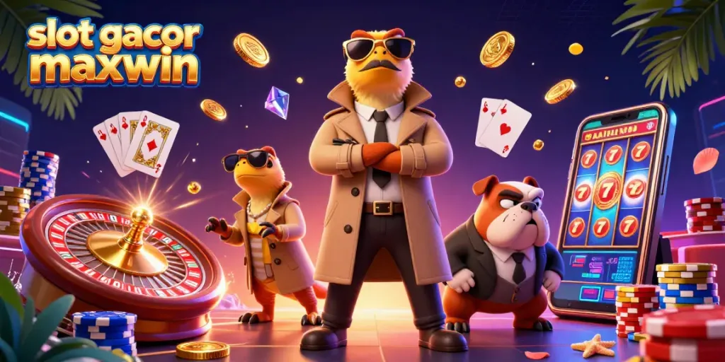 Engage with slot gacor maxwin in a vibrant casino scene filled with excitement and rewards.