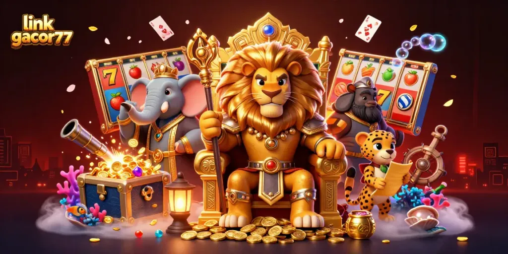 Taruhan yang seru di link gacor77 dengan singa, gajah, dan cheetah menjelajahi kekayaan kasino
