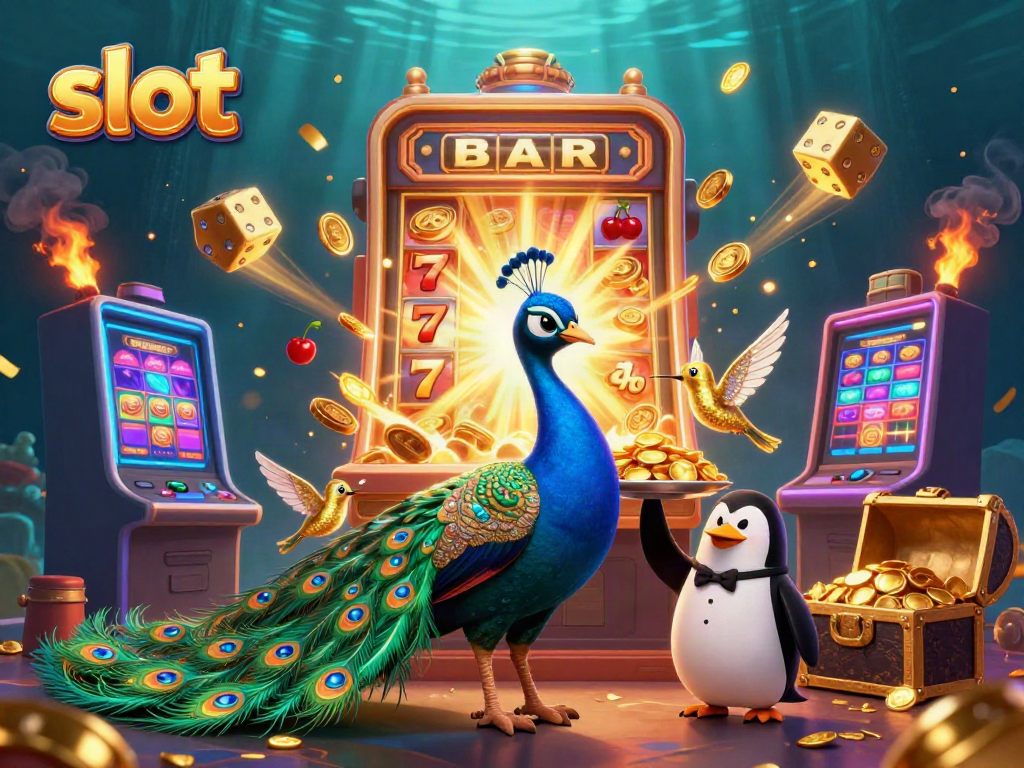 Slot yang menampilkan jackpot dan karakter kasino dengan elemen warna cerah untuk pengalaman bermain yang menyenangkan