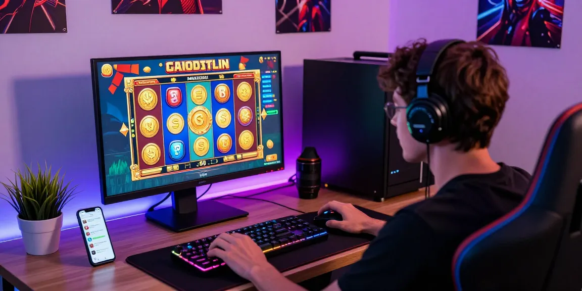 Exciting online gaming setup showcasing deposit pulsa tanpa potongan with vibrant slot game graphics.