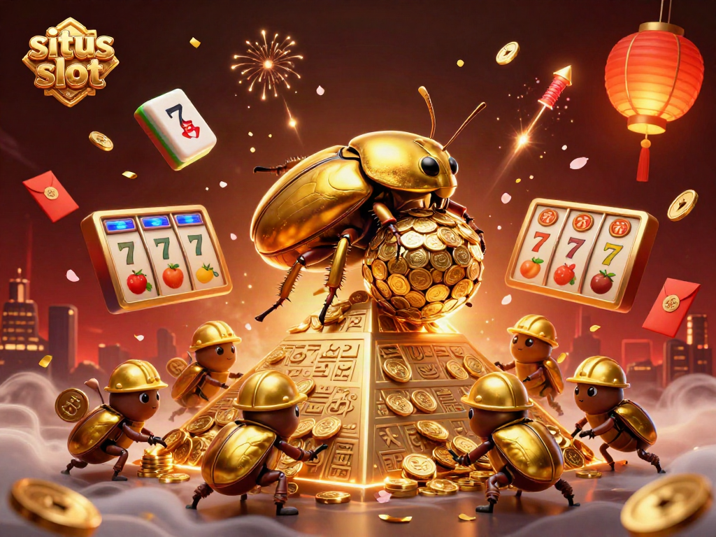 Explore the vibrant world of situs slot with this festive 3D casino-themed illustration, highlighting unique game elements.