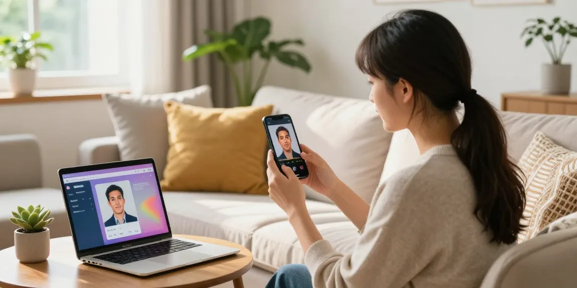 Engaging scene showing user testing how old do I look with AI face age estimator.