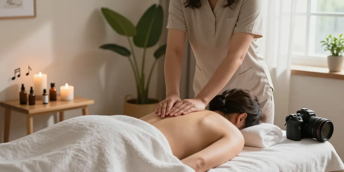 부천출장마사지 session in a calming home setting, highlighting relaxation and self-care.