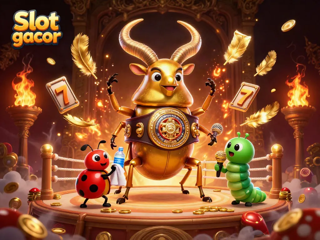 Experience the thrill of Slot gacor with a vibrant 3D illustration featuring dynamic characters in a thrilling casino scene.