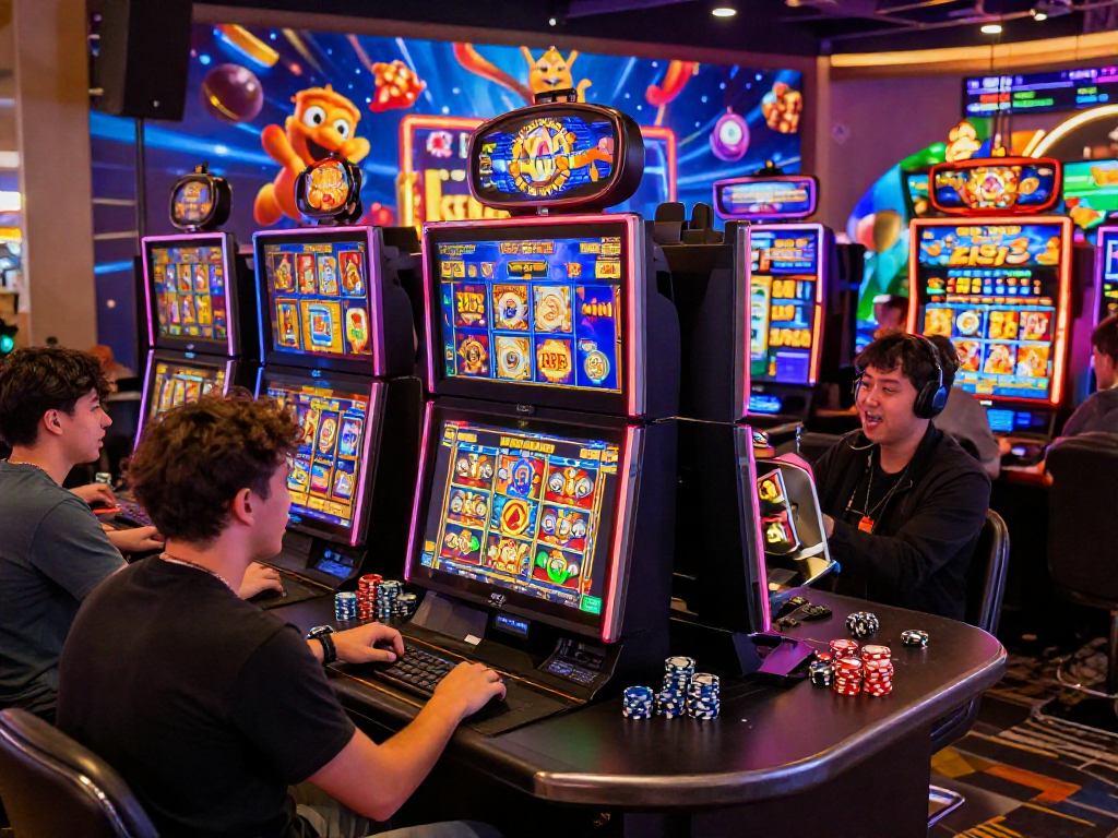 Engaged players exploring bonus cashback slot options in a vibrant virtual casino environment.