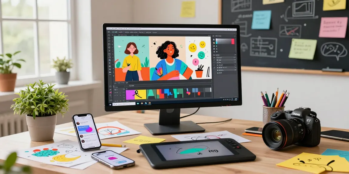 Designer using nano banana AI image editor in a vibrant workspace, showcasing creativity and inspiration.