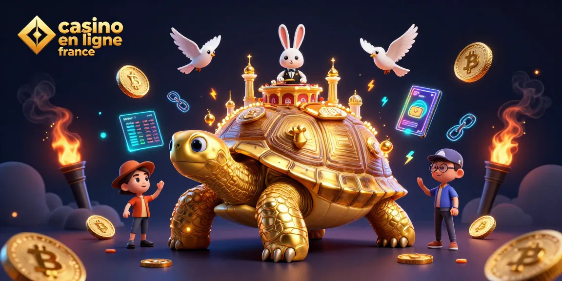 Experience the thrill of casino en ligne france with vibrant characters amidst a golden tortoise casino!