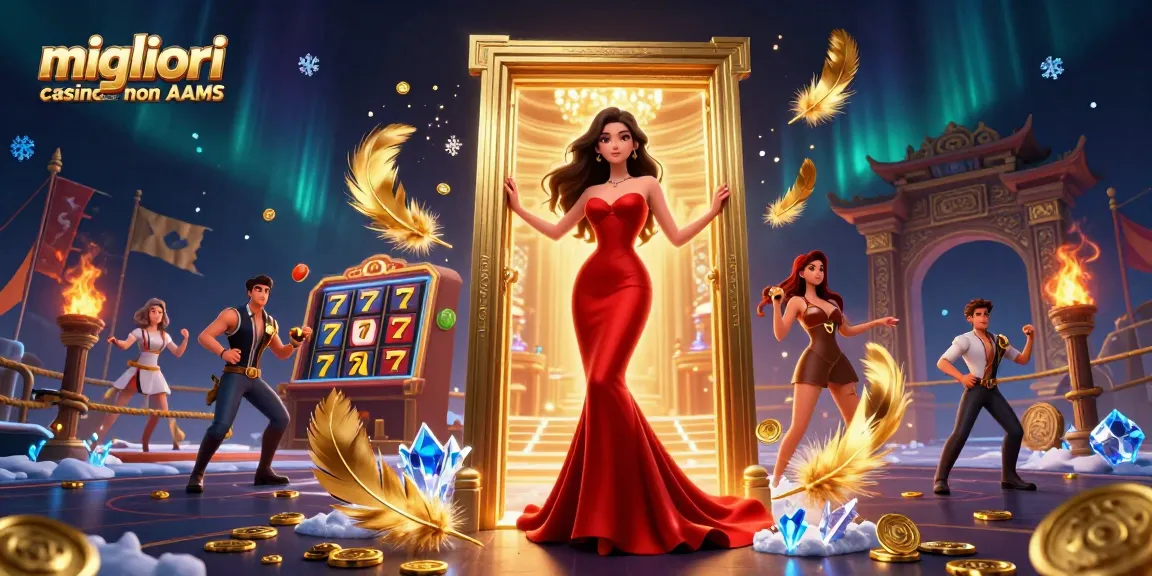 Scopri il fascino dei migliori casino non AAMS con una straordinaria illustrazione 3D che mette in mostra elementi vivaci dei casinò.
