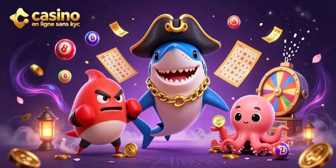 Jouez dans un casino en ligne sans KYC avec des personnages animés et des éléments de jeu interactifs.