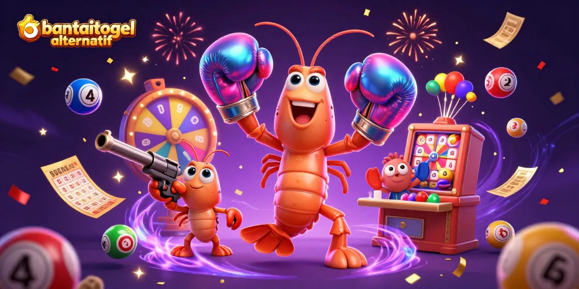 Engage with bantaitogel alternatif as colorful lottery balls dynamically burst around vibrant casino characters