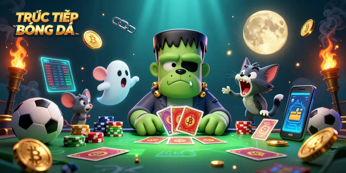 Experience TRỰC TIẾP BÓNG ĐÁ with a thrilling scene of sports betting featuring animated characters and bright elements.